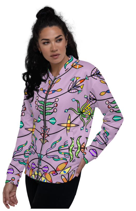 Unisex Bomber Jacket; Lilac Floral