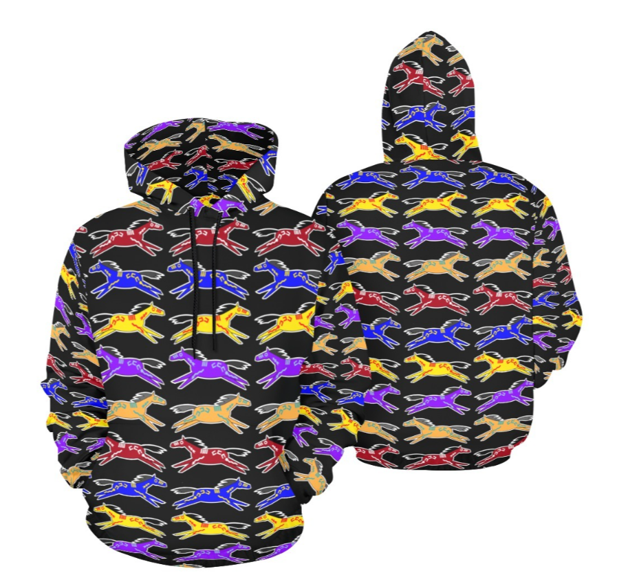 Ledger Art Horse Unisex Black Hoodie