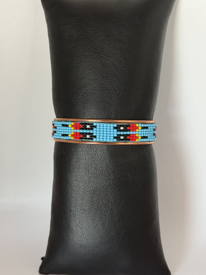 Copper Beaded Cuff Bracelet - 7 Row