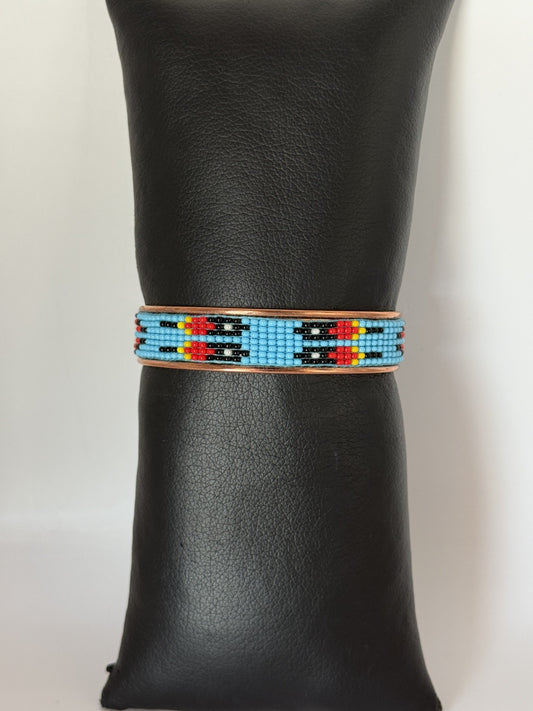Copper Beaded Cuff Bracelet - 7 Row