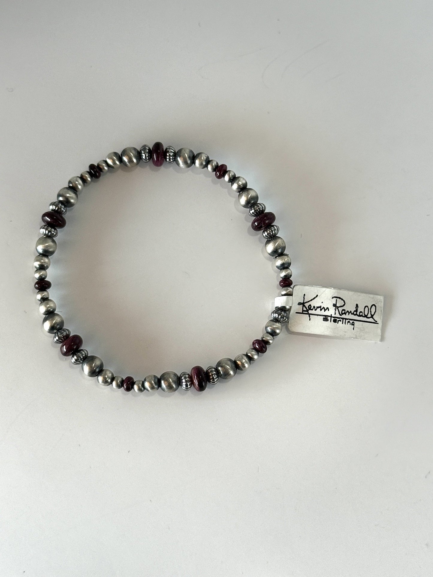 Purple Spiny Oyster & Sterling Silver Bead Bracelet