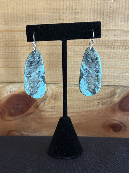 Turquoise & Sterling Silver Slab Dangle Earrings