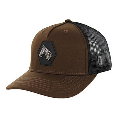 HORSE TRUCKER CAP – COTTON/POLY BLEND | DOUBLE SNAPBACK: Brown/Black