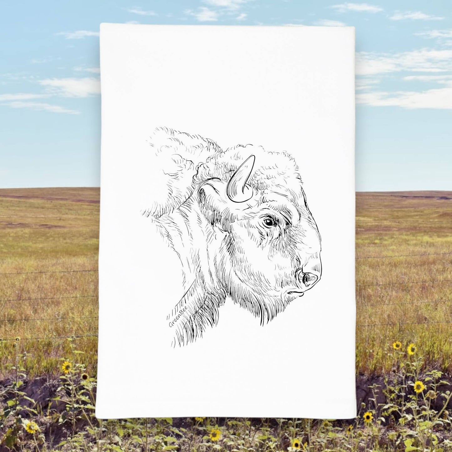 Buffalo Dish Towel | Tea Towels | Bison Head Kitchen Towel