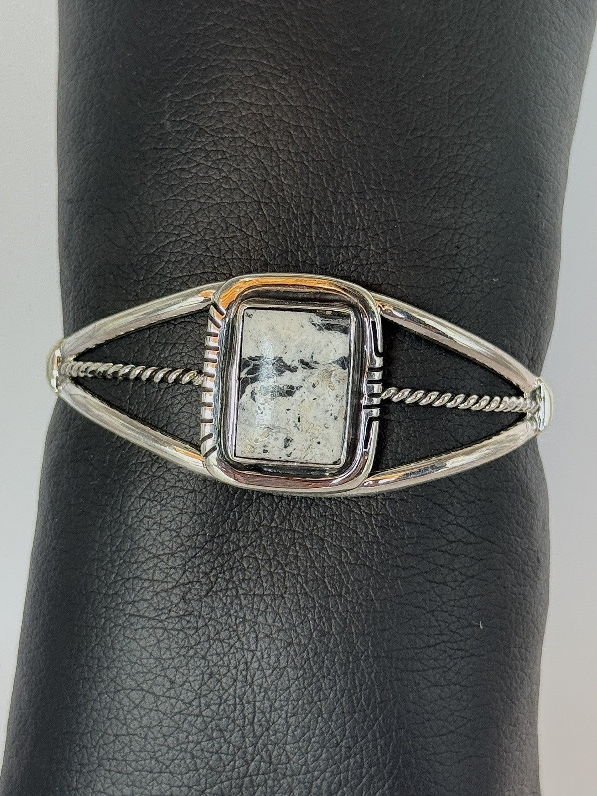 White Buffalo & Sterling Silver Cuff Bracelet