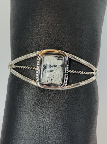 White Buffalo & Sterling Silver Cuff Bracelet