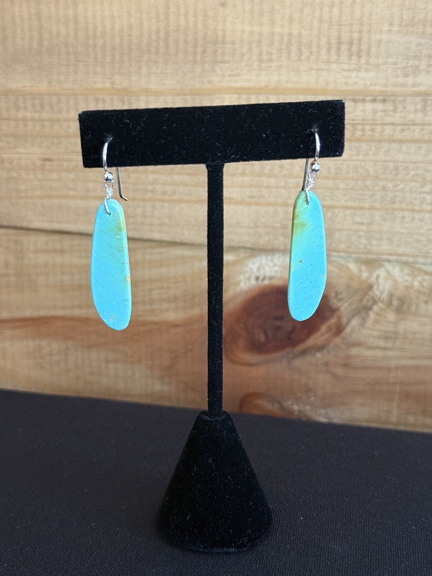 Turquoise & Sterling Silver Slab Dangle Earrings