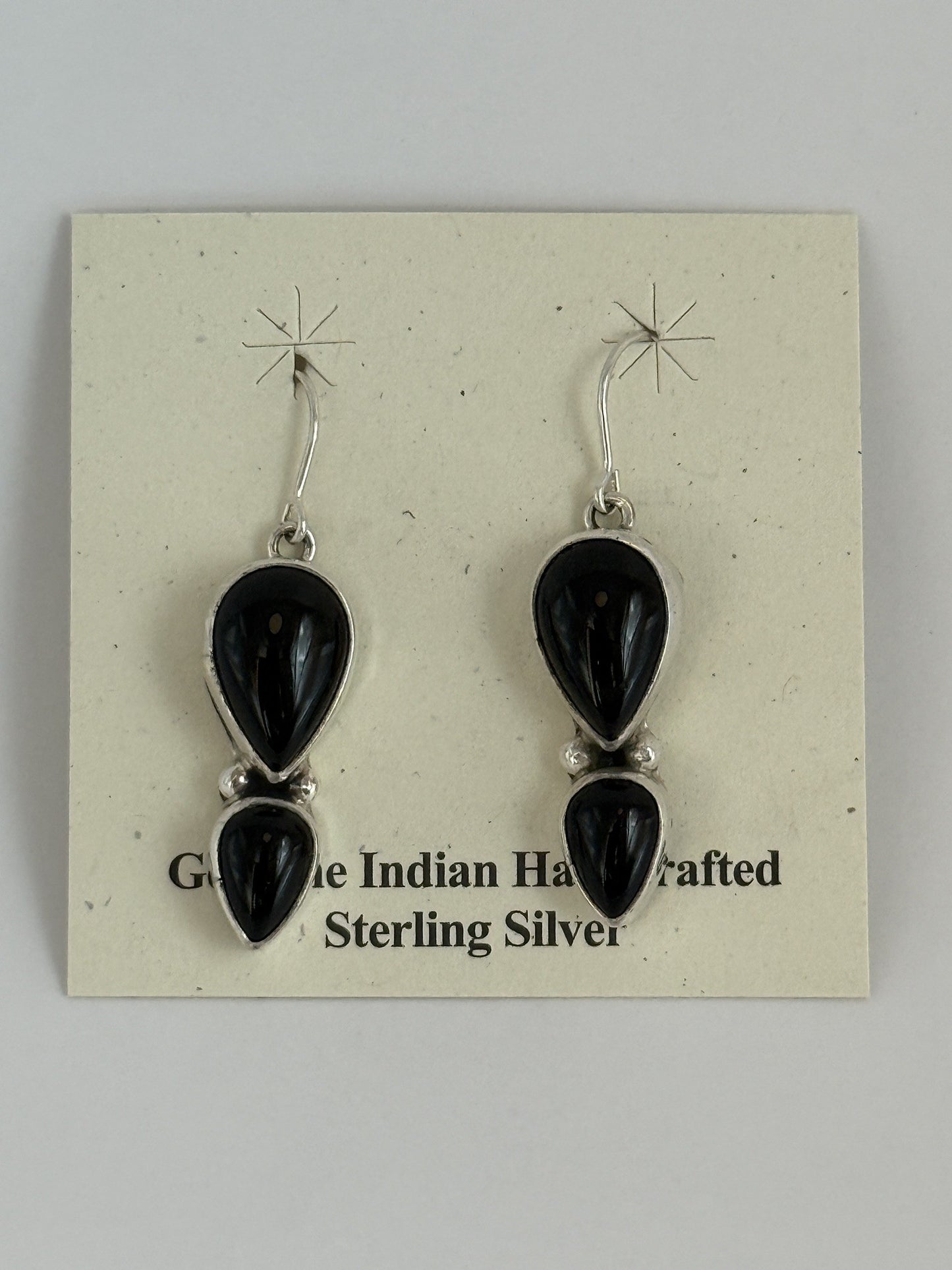 Black Onyx & Sterling Silver Dangled Earrings