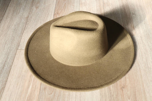 Rancher Wide Brim Fedora Hat: Olive