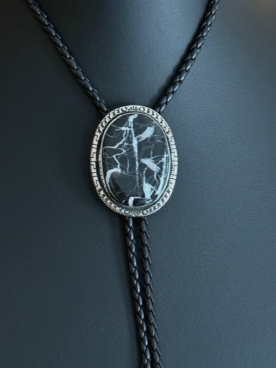 White Buffalo/Sterling Silver Bolo Tie