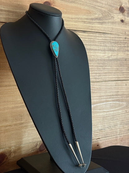 Pilot Mtn. Turquoise/Sterling Silver Bolo Tie