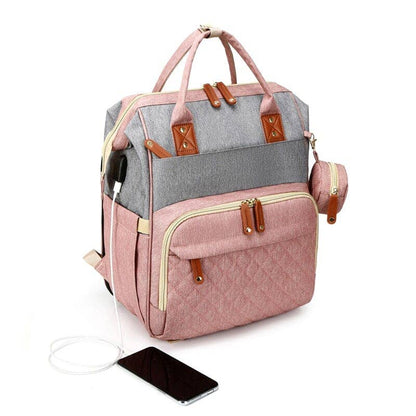 Mummy Maternity Diaper Nappy Bag: Pink Grey