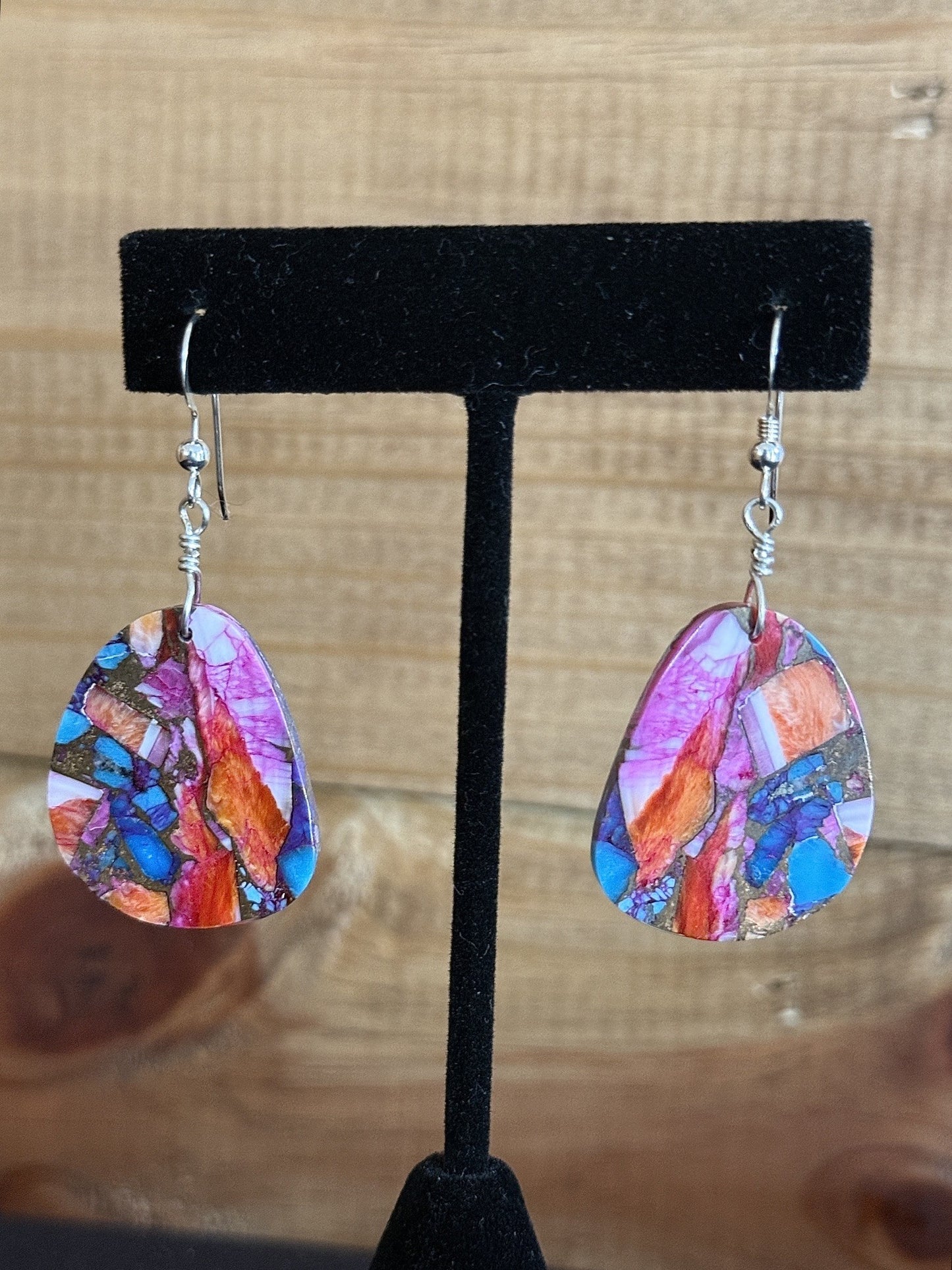 Pink Dahlia Sterling Silver Dandle Earrings