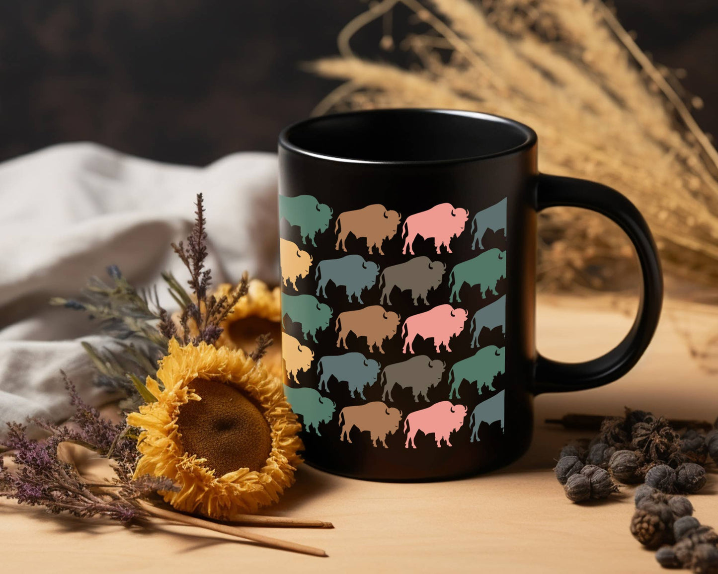 Retro Bison Coffee Mug for Buffalo Fans and Nature Lovers: 11 oz