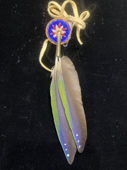 Small Beaded Feather Hair Ornament