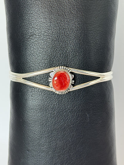 Sterling Silver & Spiny Oyster Shell Bracelet