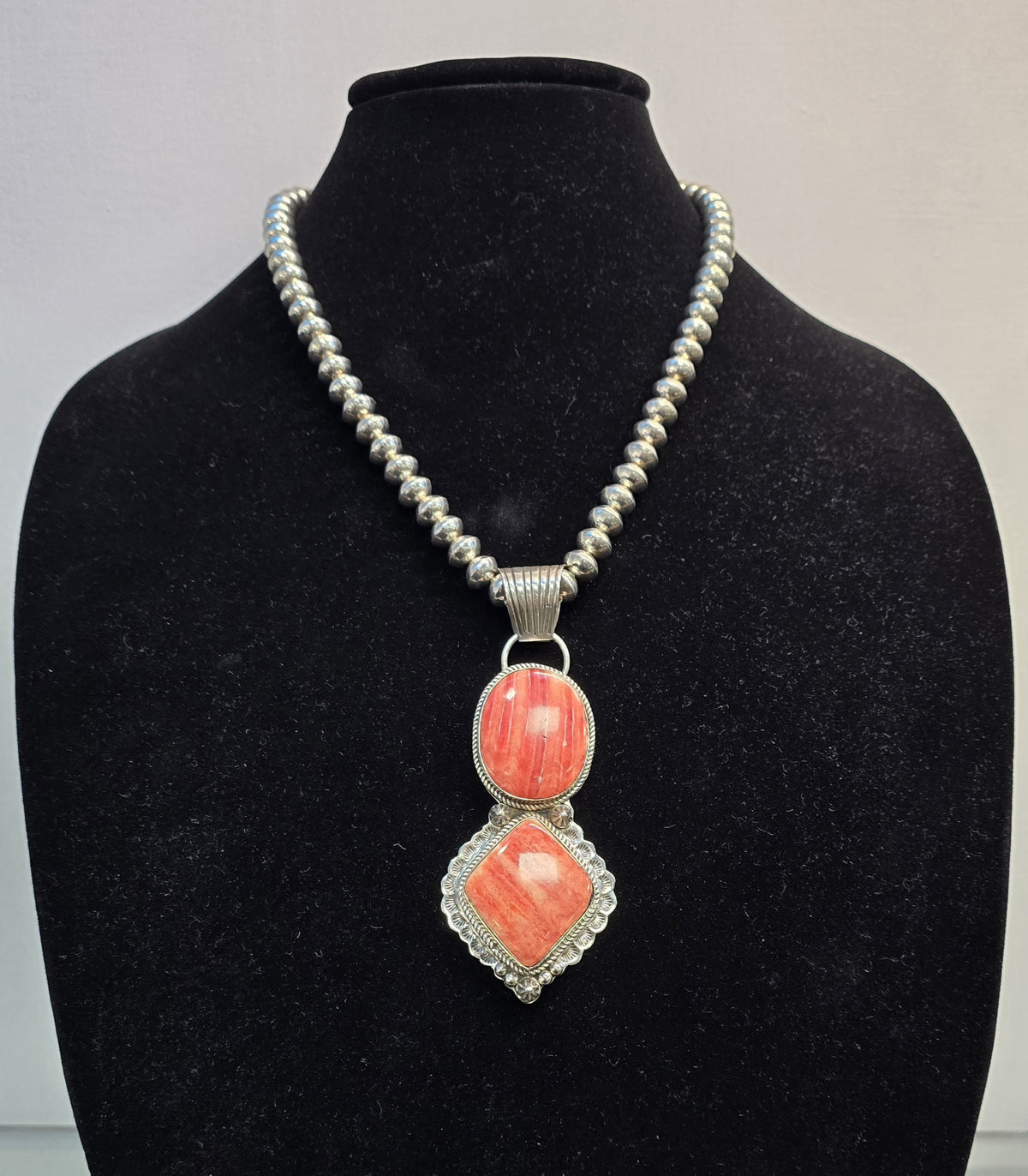 2 Stone Spiny Oyster Necklace