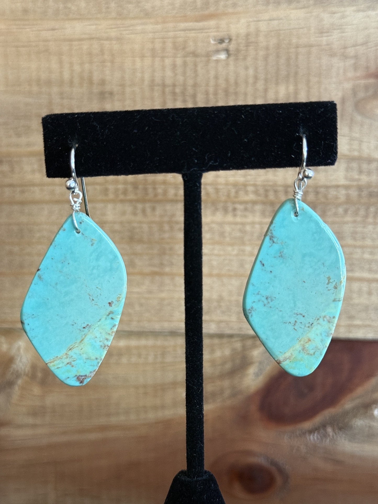 Turquoise & Sterling Silver Slab Dangle Earrings