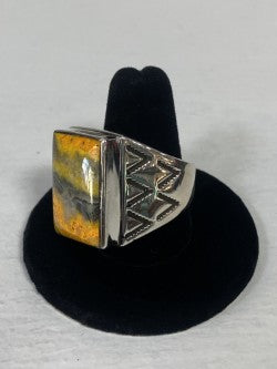 Bumble Bee Jasper & Sterling Silver Men's Ring