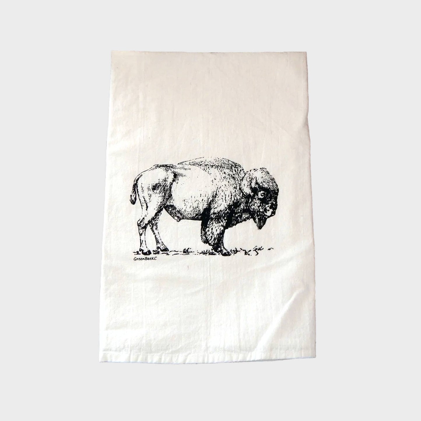 Bison Buffalo Towel | Tea Towels | Flour Sack Kitchen Towels: Black