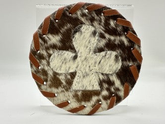 Cowhide Coasters - Western Motif
