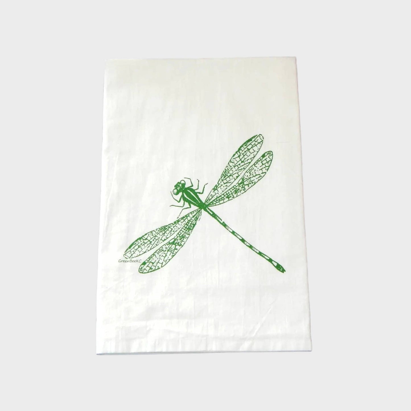 Dragonfly Dish Towel | Tea Towels | Flour Sack Dish Towels: Green