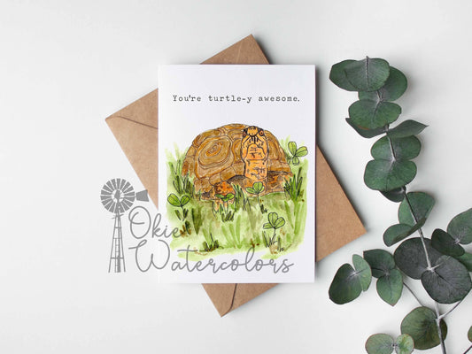 Box Turtle "You're Turtle-Y Awesome." 5x7" Greeting Card