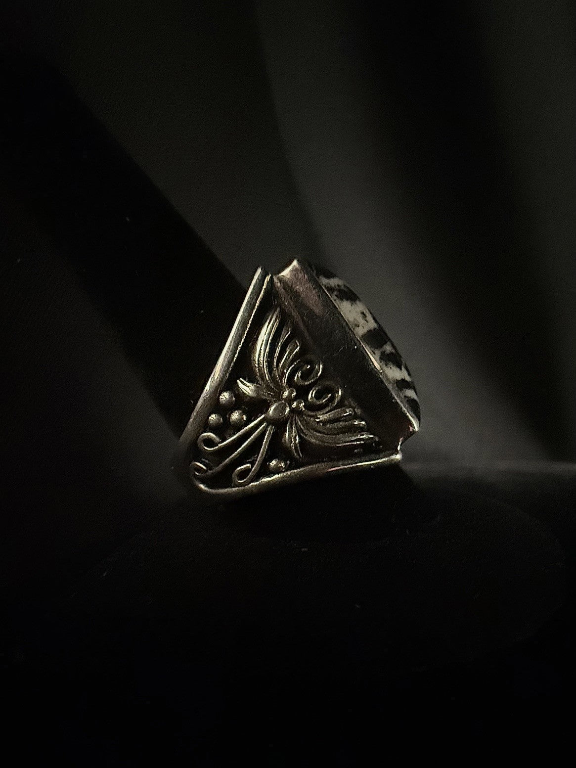 White Buffalo/Sterling Silver Ring (Size 12 1/2)