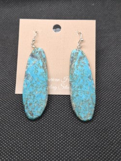 Turquoise Slab Earrings 2"