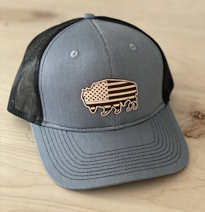 Patriotic Buffalo Leather Patch Hat