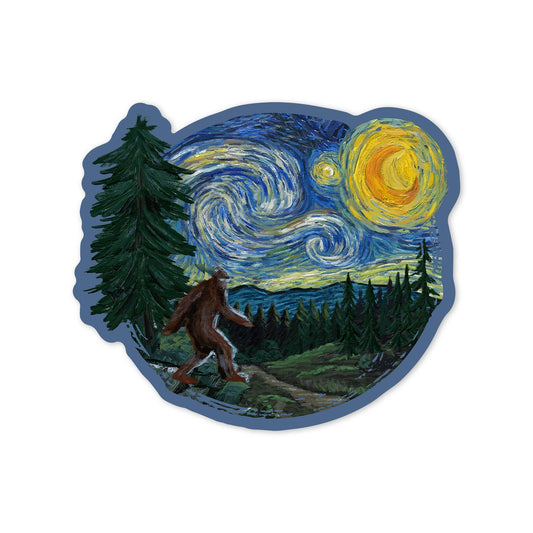 Vinyl Sticker Northwest, Starry Night, Bigfoot