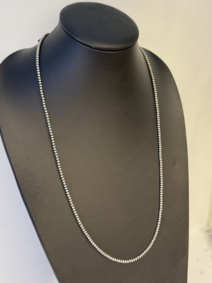 Navajo Pearl Sterling Silver Beaded Necklace - 3mm 30"