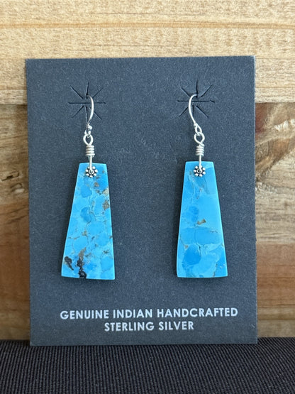 Turquoise & Sterling Silver Slab Dangle Earrings