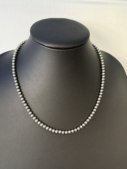 Navajo Pearl Sterling Silver Beaded Necklace - 5mm 20"