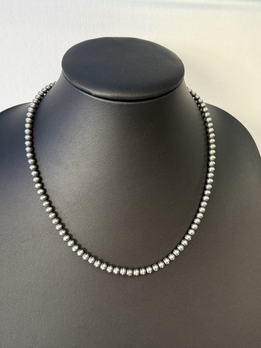 Navajo Pearl Sterling Silver Beaded Necklace - 5mm 20"