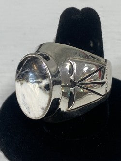 White Buffalo Turquoise & Sterling Silver Men's Ring