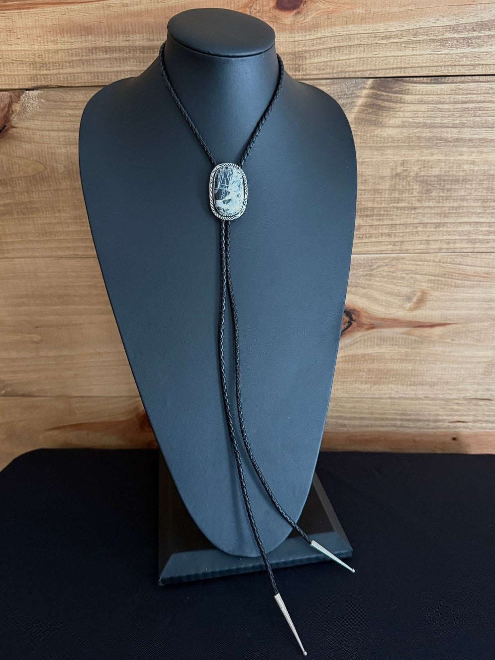 White Buffalo/Sterling Silver Bolo Tie