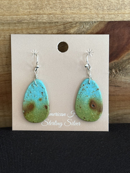 Turquoise & Sterling Silver Slab Dangle Earrings