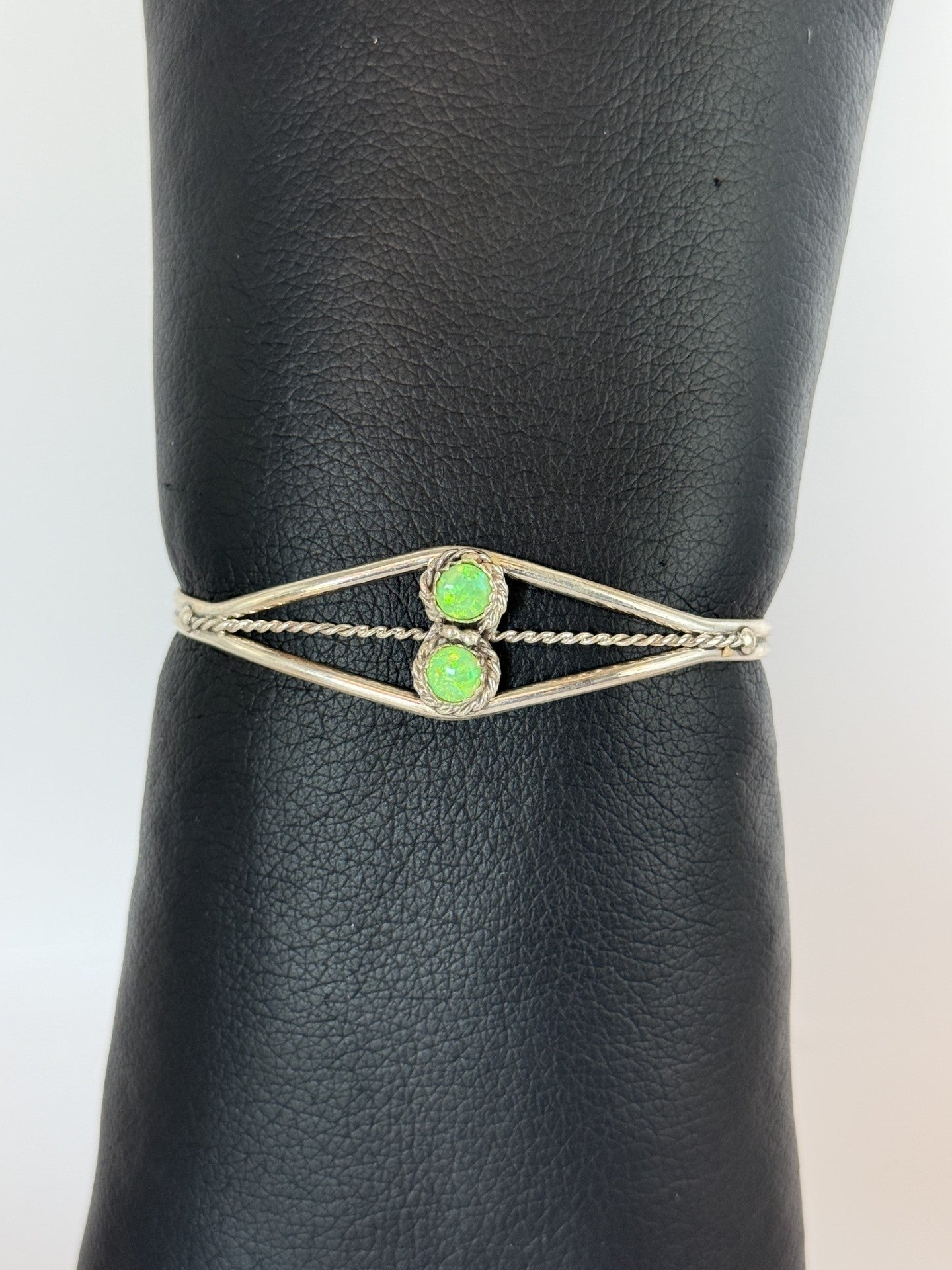 Green Opal & Sterling Silver Bracelet