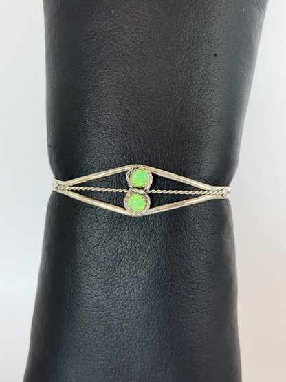Green Opal & Sterling Silver Bracelet