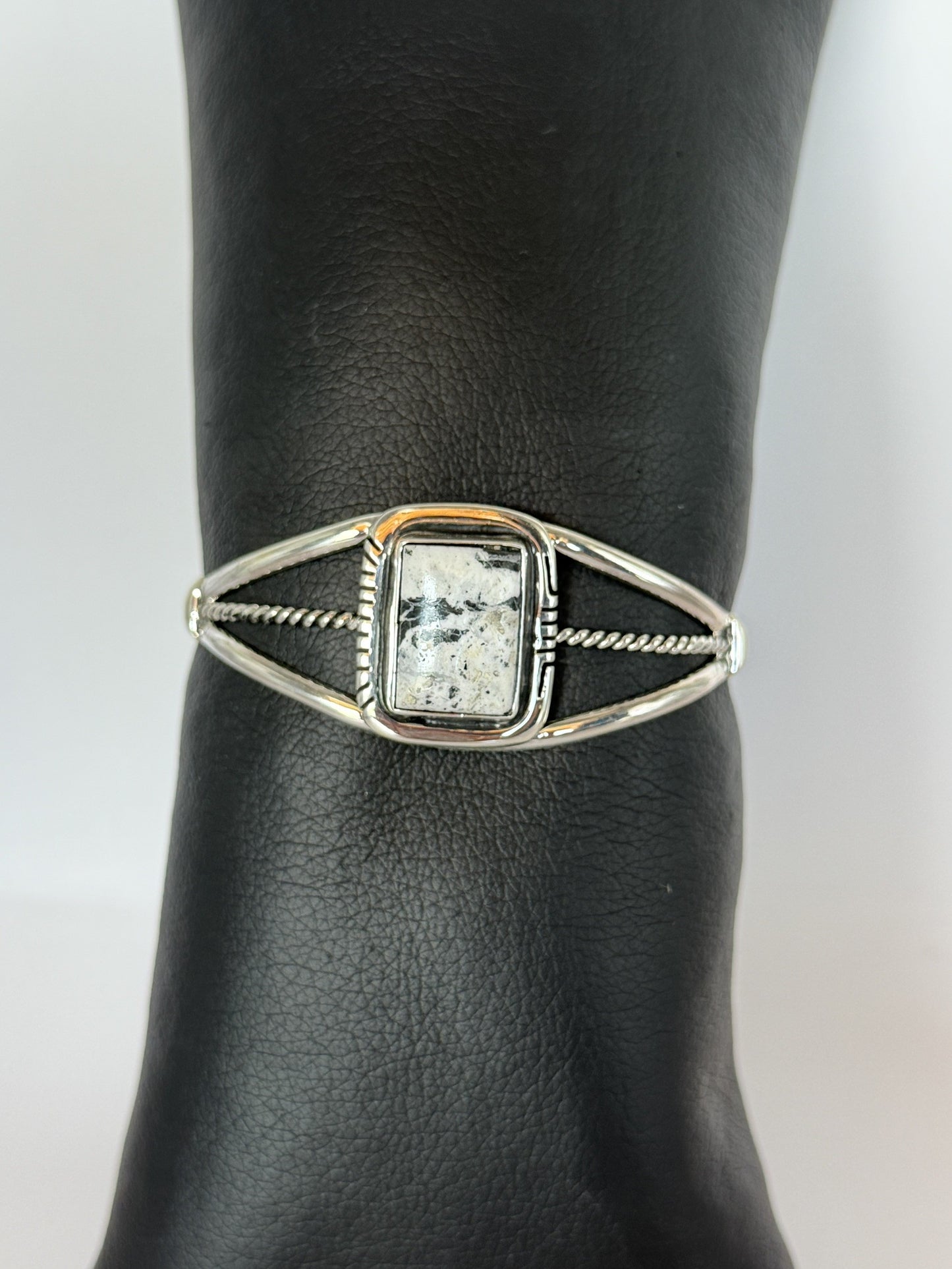 White Buffalo & Sterling Silver Cuff Bracelet
