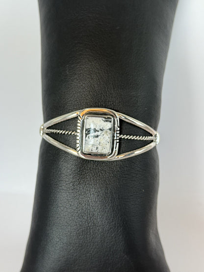 White Buffalo & Sterling Silver Cuff Bracelet