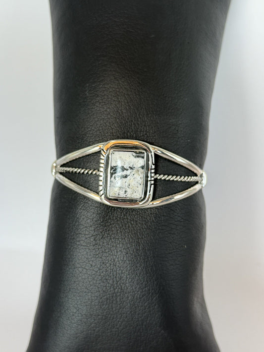 White Buffalo & Sterling Silver Cuff Bracelet