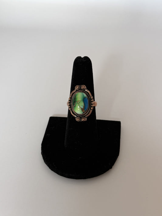 Peacock Jasper & Copper Ring - Size 7 1/2