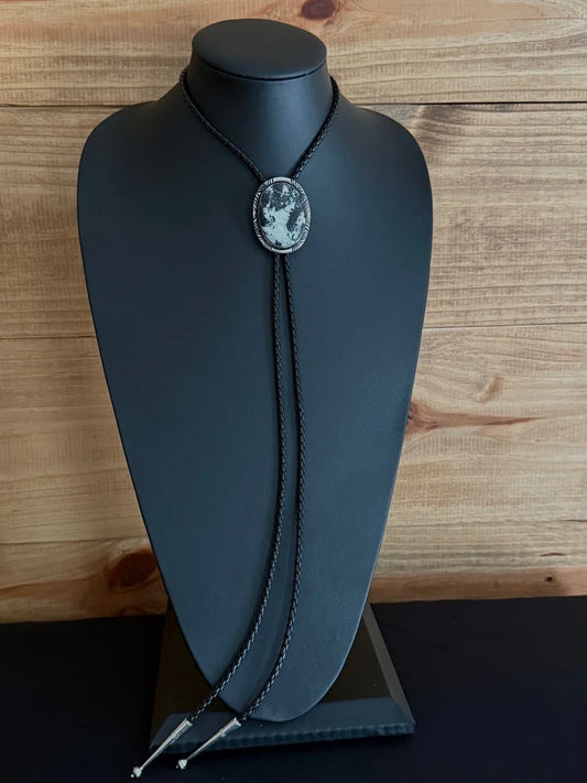 White Buffalo/Sterling Silver Bolo Tie