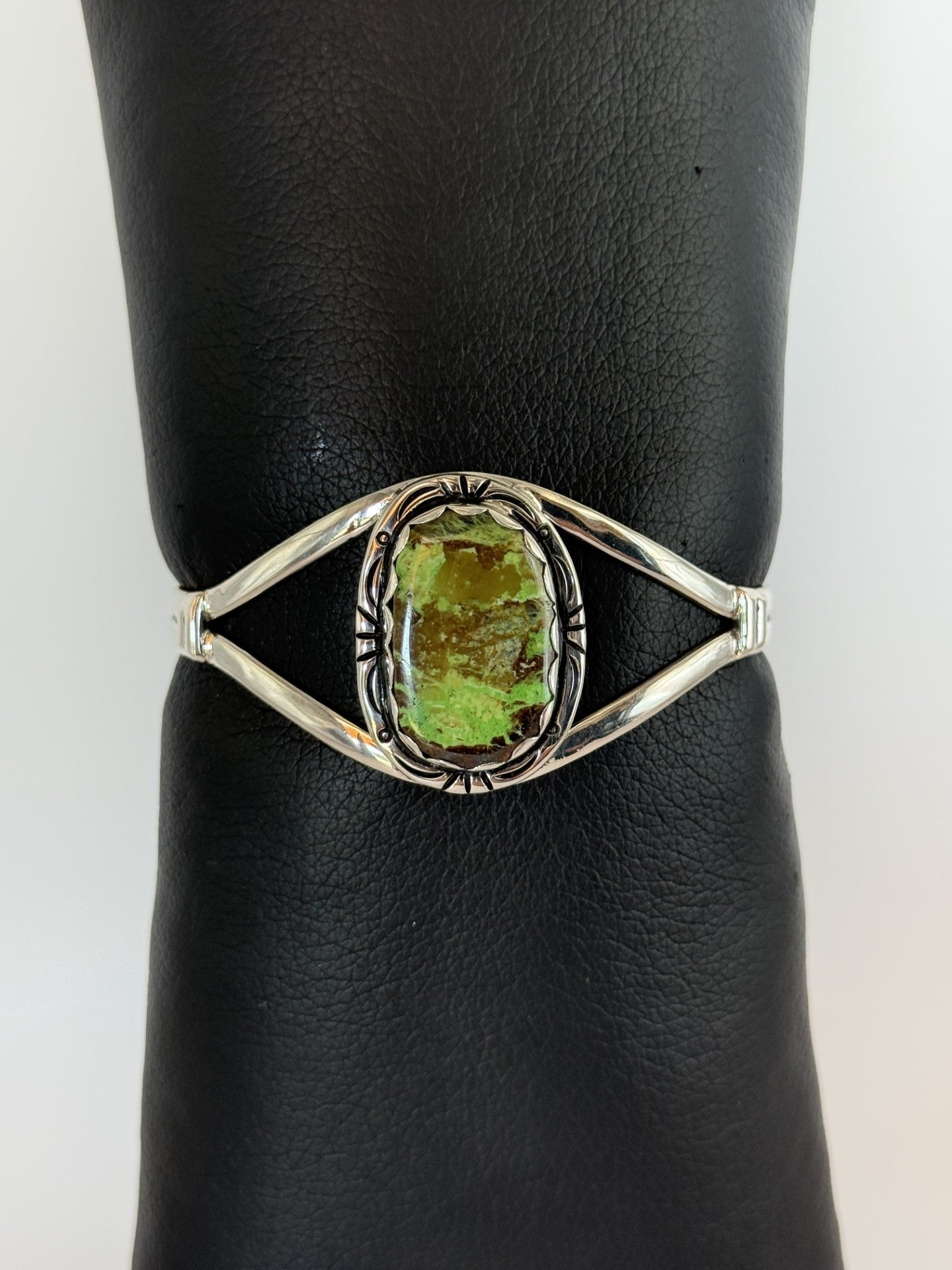 Gaspeite & Sterling Silver Bracelet