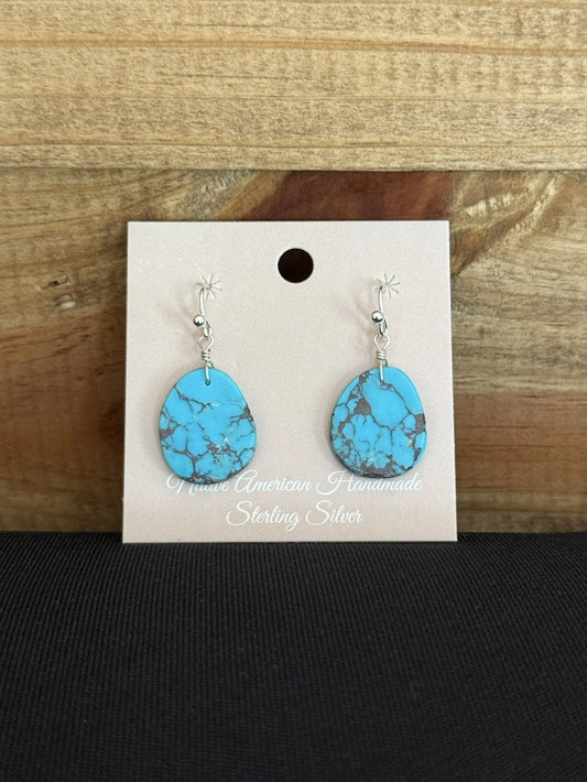 Turquoise & Sterling Silver Slab Dangle Earrings