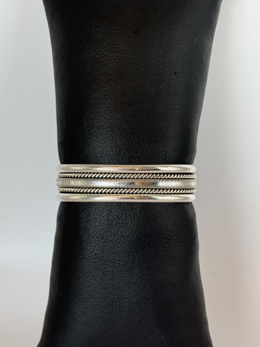 Sterling Silver Cuff Twisted Edge Bracelet