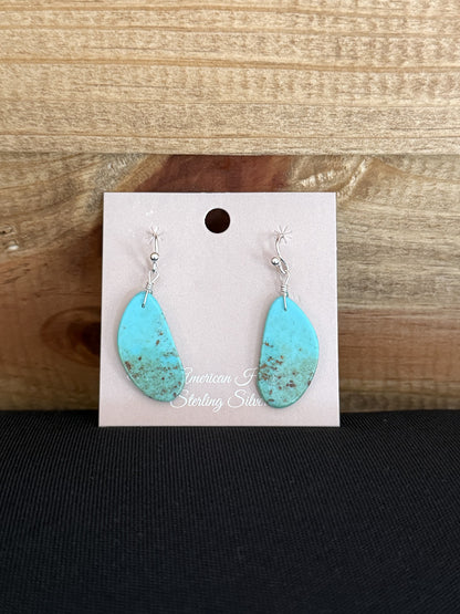 Turquoise & Sterling Silver Slab Dangle Earrings