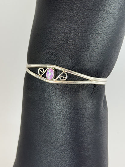 Lab Pink Opal & Sterling Silver Bracelet
